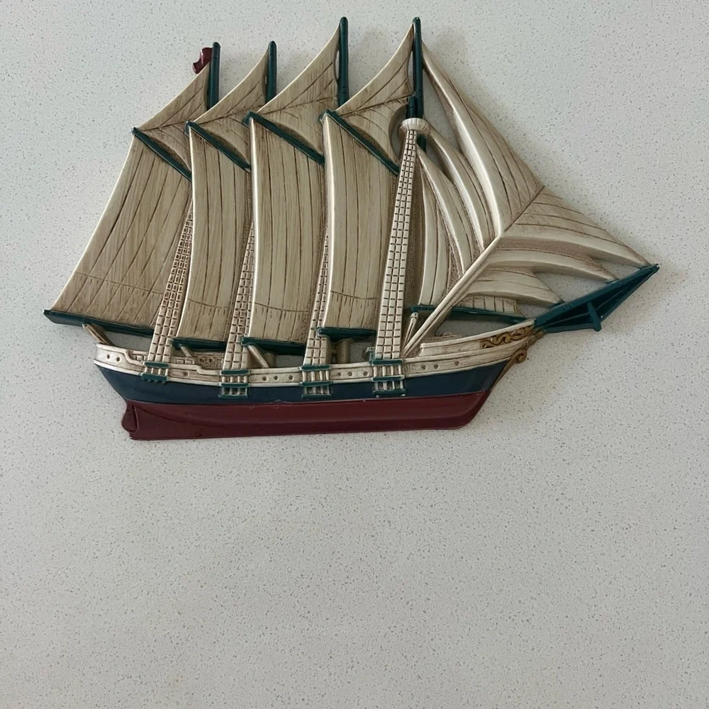 Vtg 1980s Burwood Home Interiors Nautical‎ Wall Art Ship Boat Wheel Set Of 3
